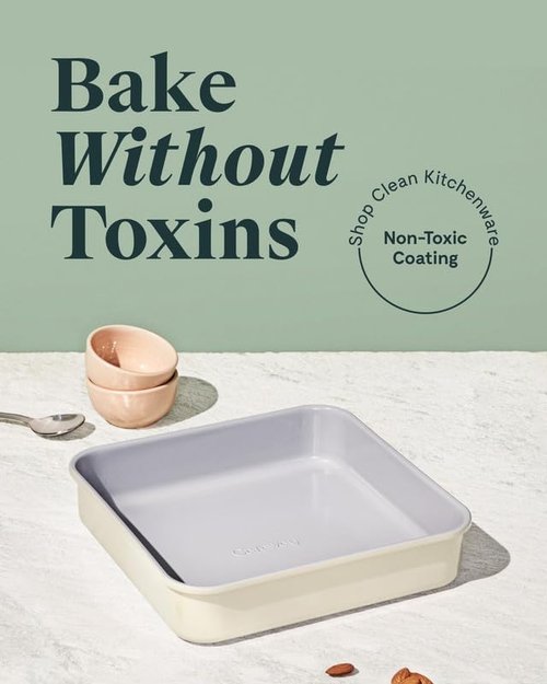 Caraway Non-Stick Ceramic 9” Square Pan - Naturally Slick Coating - Non-Toxic & PTFE Free - Ideal for Brownies & Cakes - Gray