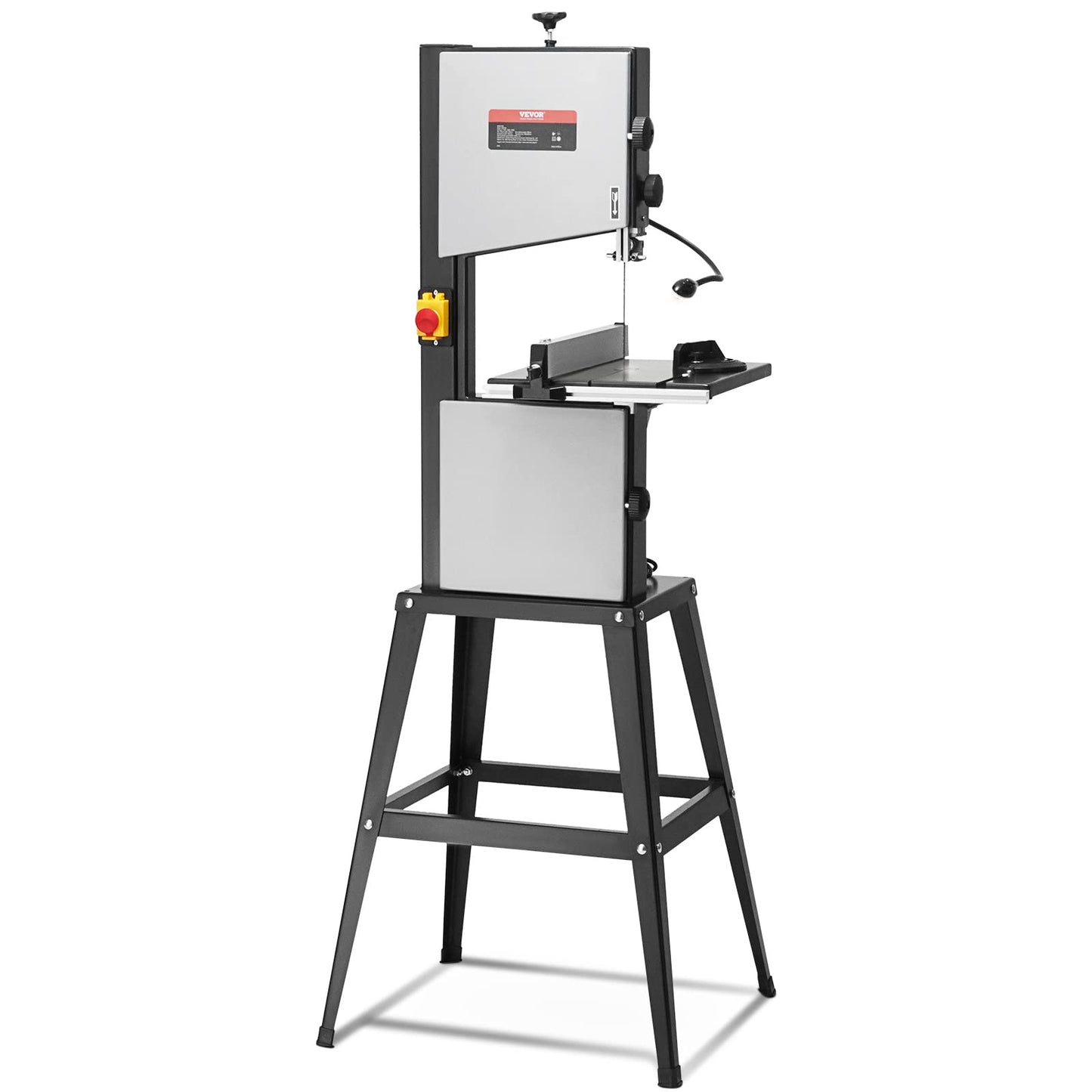 VEVOR Band Saw with Stand, 10-Inch, 560 & 1100 RPM Two-Speed Benchtop Bandsaw, 370W 1/2HP Motor with Metal Stand Optimized Work Light Workbench Fence and Miter Gauge, for Woodworking Aluminum Plastic