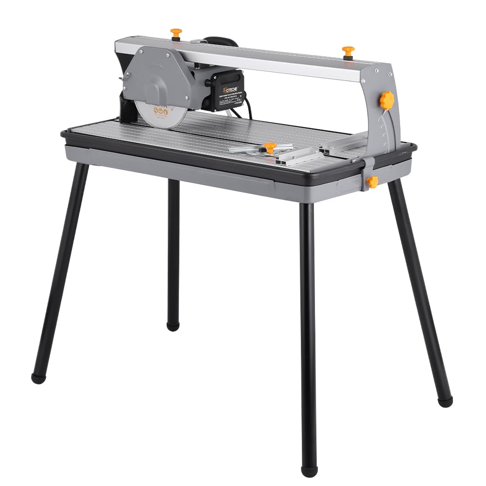 Hoteche 8-Inch Wet Tile Saw - 8A Benchtop Power Masonry Cutting Tool with Stand