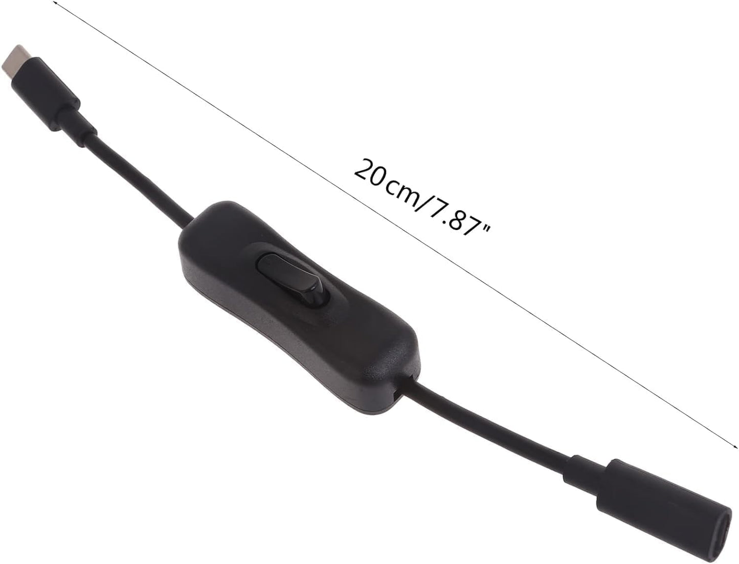 Vugyue 4 Black Power Switch USB C Male to Female Type C Extension Cable, Extension Cable Inline On/Off Switch for Power
