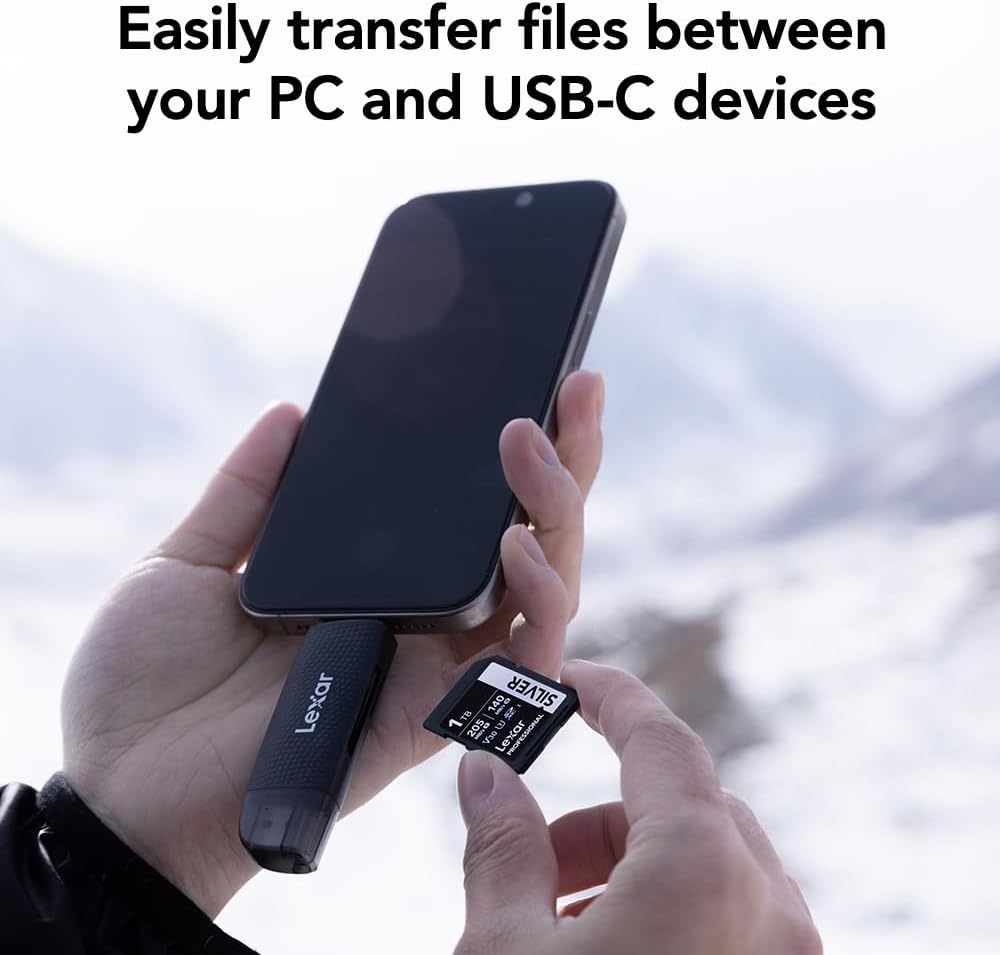 Lexar 205MB/s (LRW310X-BNBNG) Dual-Slot USB-A/C Reader, Up to Transfer Speed, Supports SD and microSD Cards