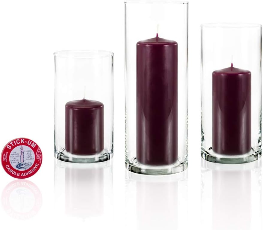 yummi Set of 12 Slim Pillars and Cylinder Vases - Magenta