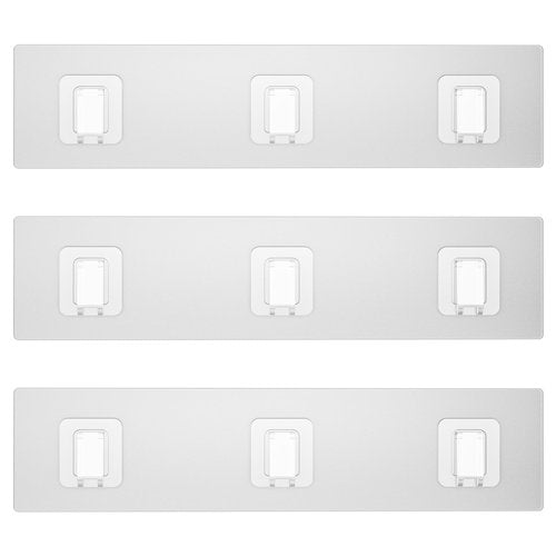 Lsnisni 3 Pack Shower Caddy Adhesive Replacement, Waterproof Shower Shelf Adhesive Strips, Strong Adhesive Flat Hooks for Bathroom Storage Shelves and Kitchen Racks No Drilling, Clear