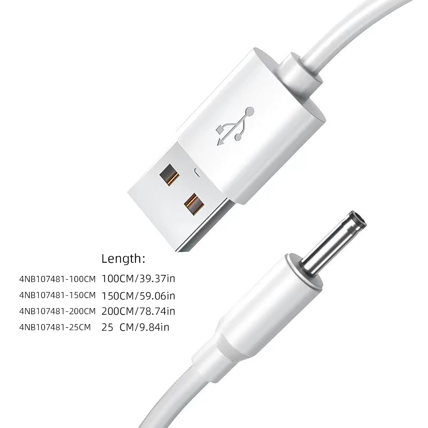 Kaeltsyn 3.5x1.35mm 5V Multi Purpose USB to Charging Cord Power Adapter Cable Line Multiple Length for Table Lamp
