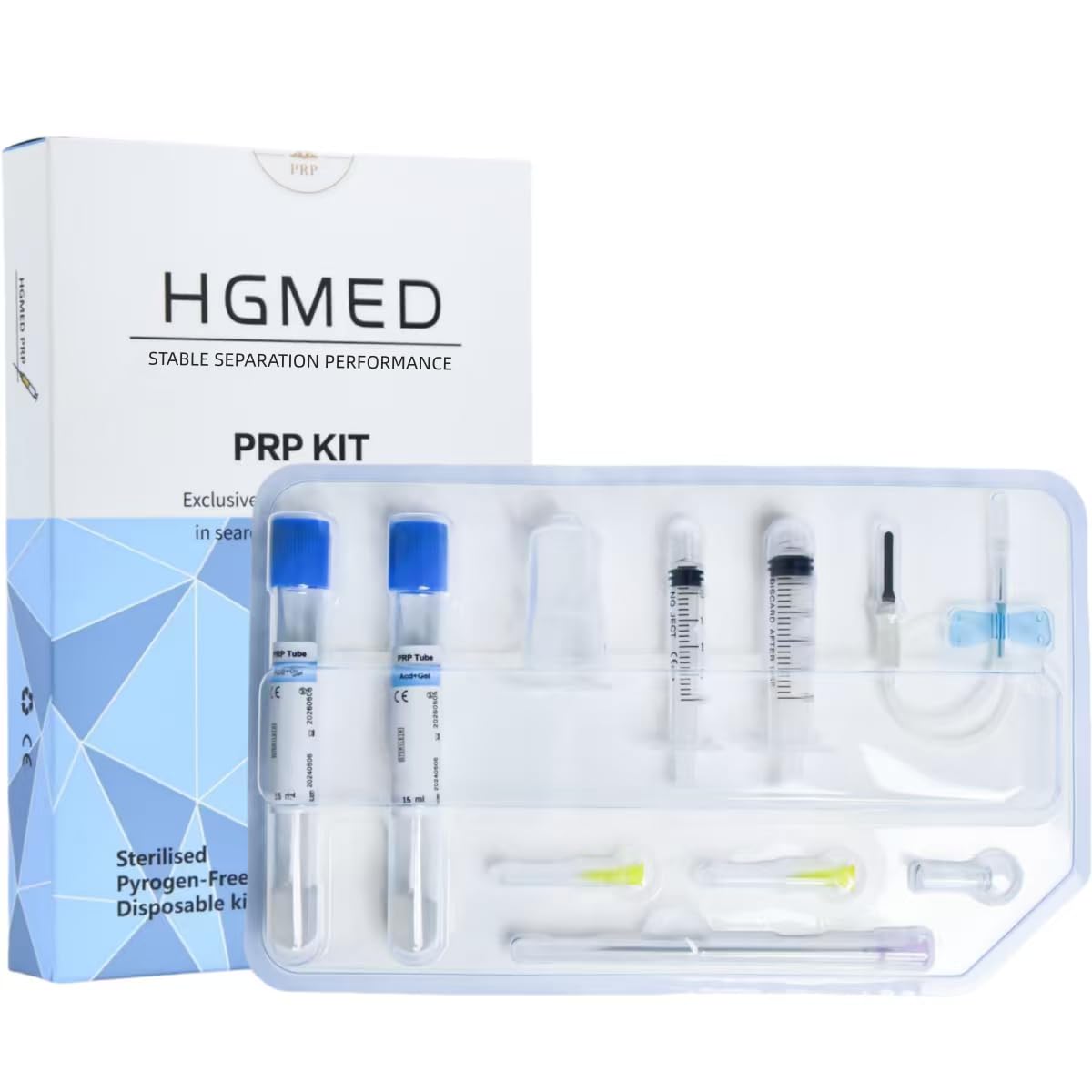 HGMED Kits 2pcs 15ml Tubes for 12in1 PRP Systerm,Complete Kits And Easy To Use, Vaccum Pressure for lab Preparation