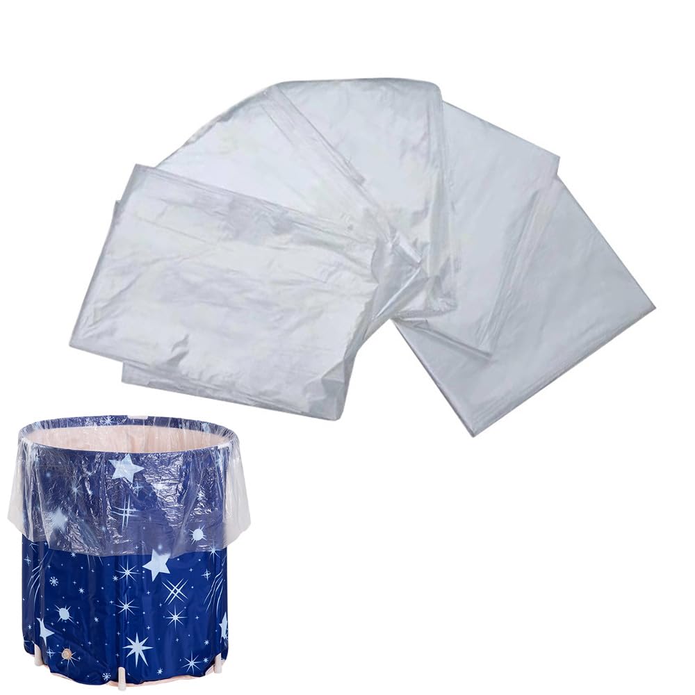 NentMent 10 Pack Disposable Ice Bath Tub Cover Liner Transparent Plastic Portable Bathtub Liner Covers for 105 Gallons Ice Tub Portable Bath Tub Cold Plunge Tub Inflatable Ice Bath Barrel Plunge Pool