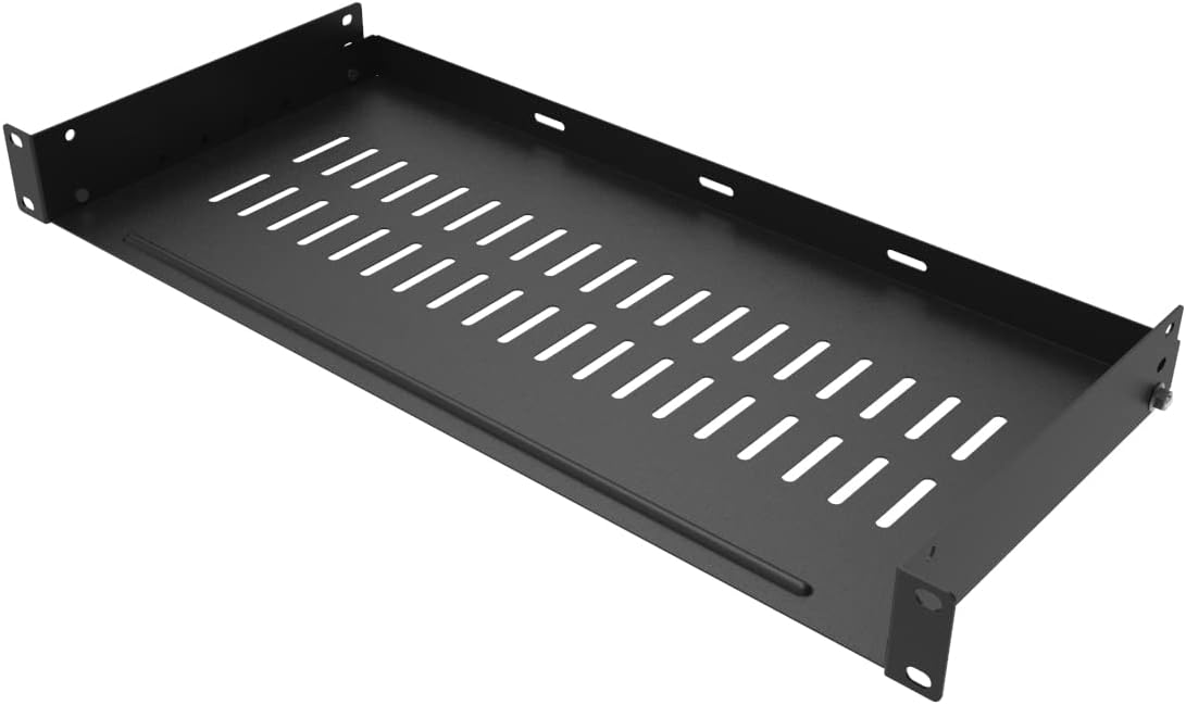 JINGCHENGMEI 1U 19 Inches (8 Inches Disassembled Vented Rack Shelf Universal Rack Tray No Lip for Network Cabinet