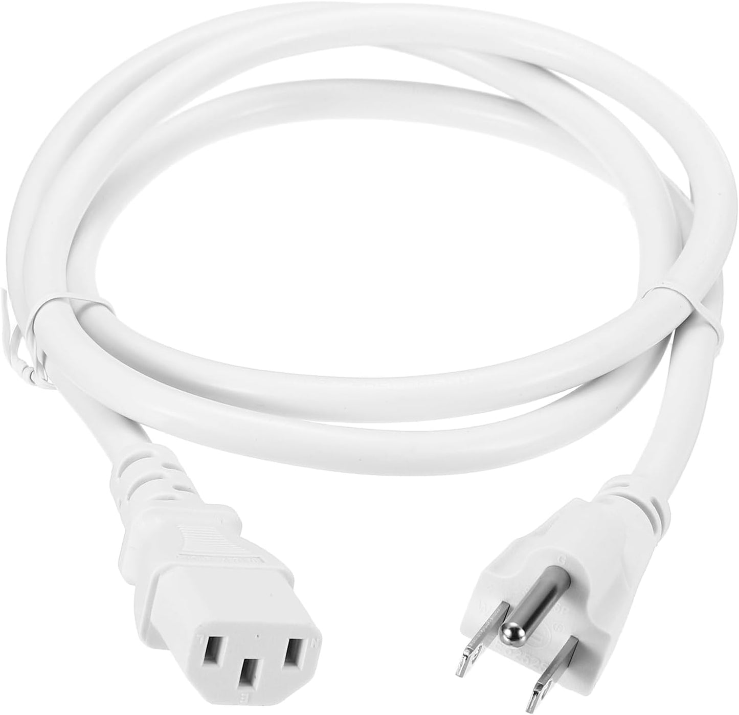 MECCANIXITY 3ft 18 18/3 C13 5-15P 10A 125V 3-Prong AWG White Universal Power Cord to NEMA Extension Power Cord