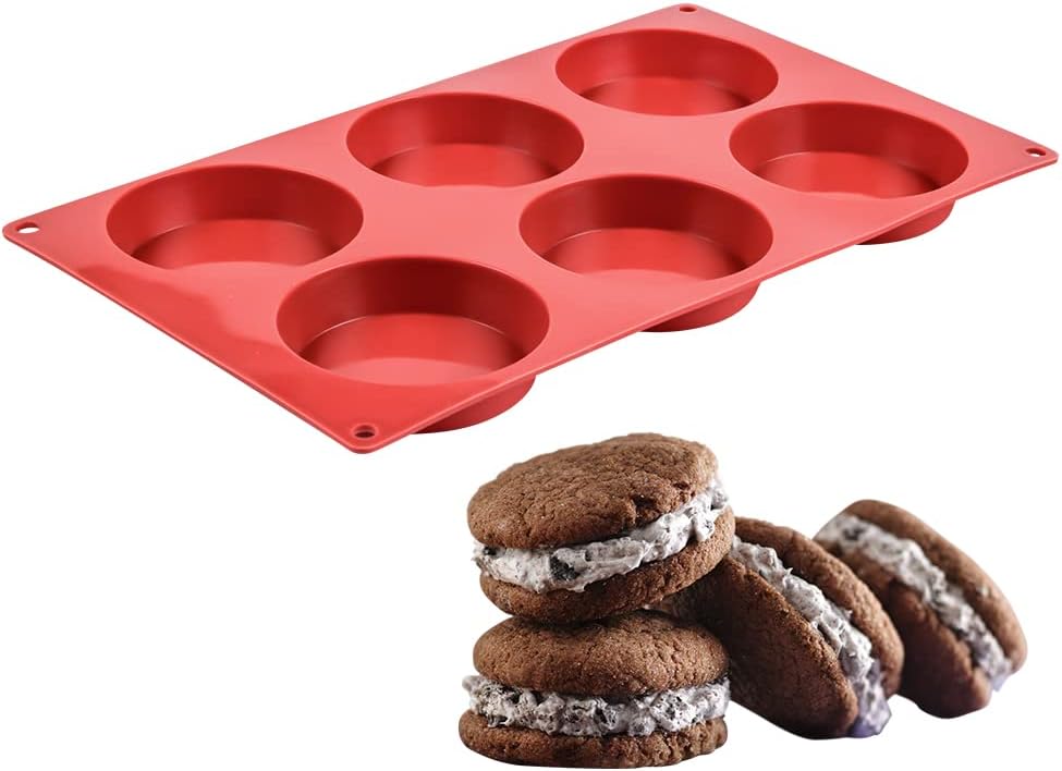 CAKETIME Silicone Egg Molds - 3" Round Muffin Top Pan for Whoopie Pies, Egg Bites & Tarts | 1 Pack