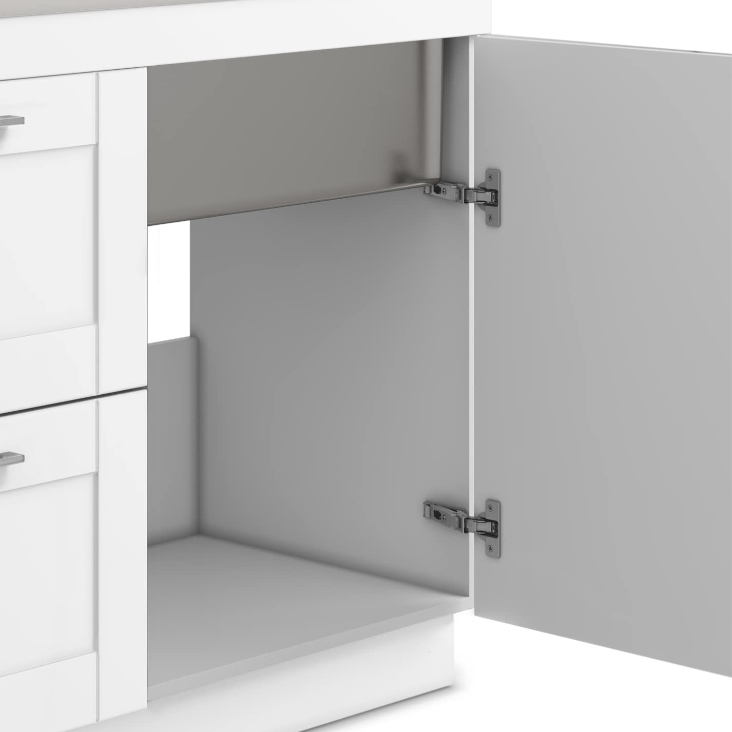 SIMPLIHOME Modern Wide Shaker All-in-One 46 inch Wide Utility Sink and Laundry Cabinet in Pure White Finish, Transitional Stainless Steel Sink Cabinet for Laundry Rooms with High-Arch Chrome Faucet