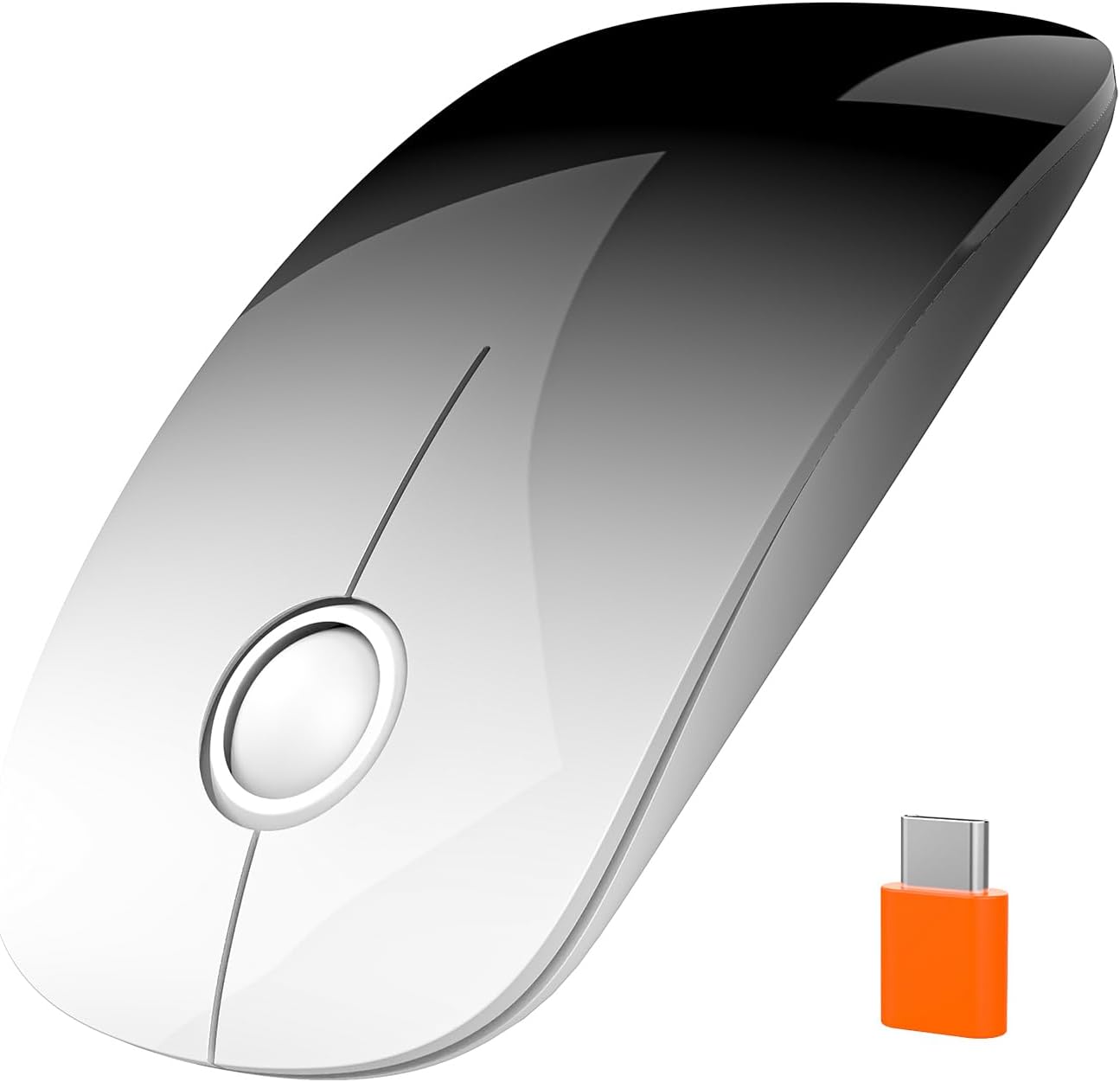 RAPIQUE 800/1200/1600 2.4GHz USB C Wireless Mouse for USB-C Devices, White to Black Gradient Slim Mouse, Silent Click