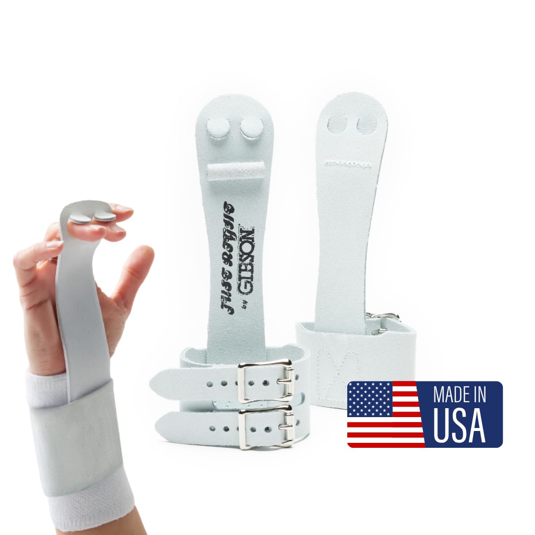 Gibson Athletic Double Buckle Just Right Uneven Bar Grips, Gymnastics, Girls, White, Large