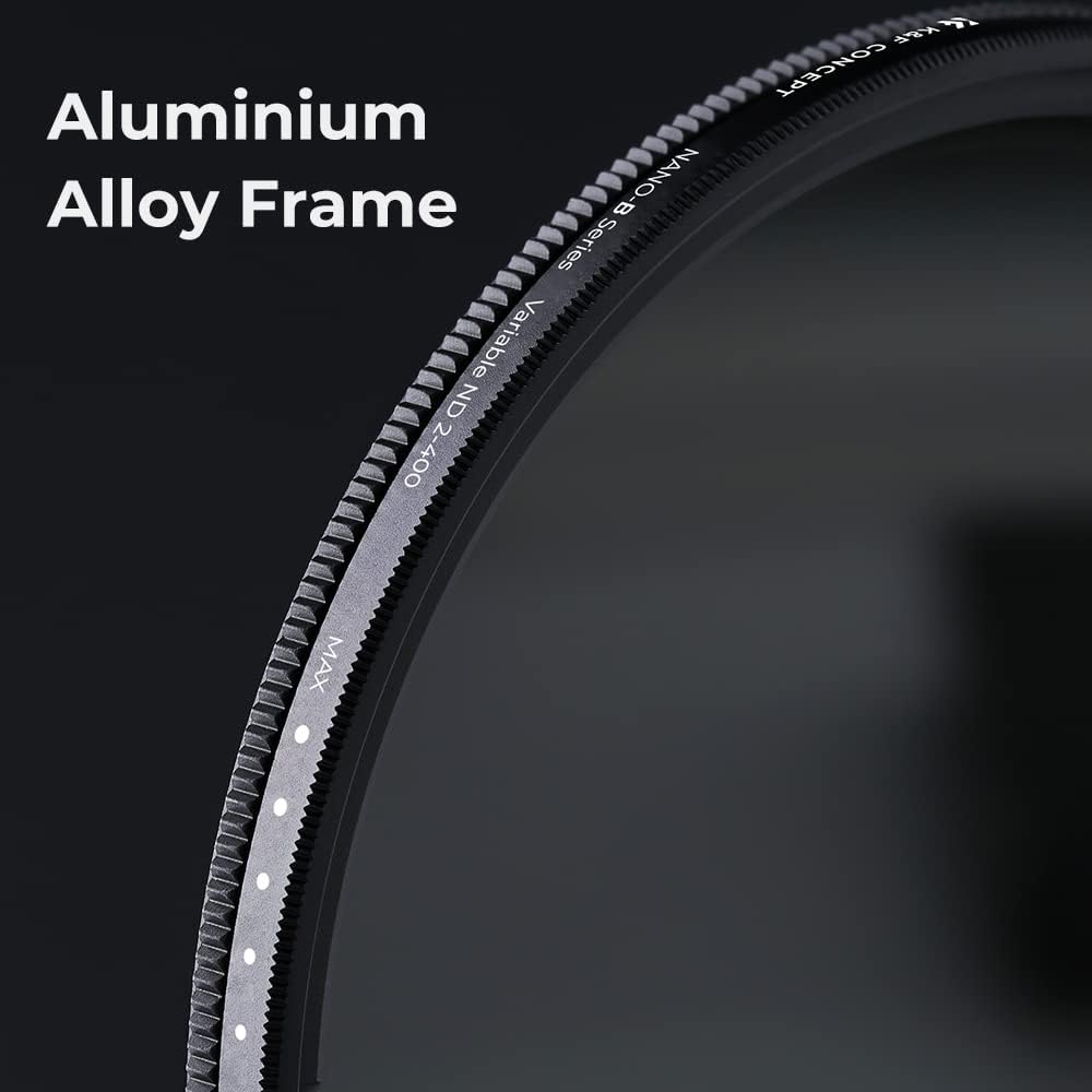 K&F CONCEPT 46mm ND2-ND400 (1-9 Variable ND Lens Filter Stops) for Camera Lens, Adjustable Neutral Density Filter