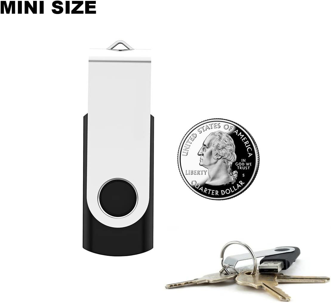 Maspen 2 Pack 64GB 2.0 USB Flash Drive USB Thumb Drives Jump Drive Fold Storage Memory Stick Swivel Design - Black
