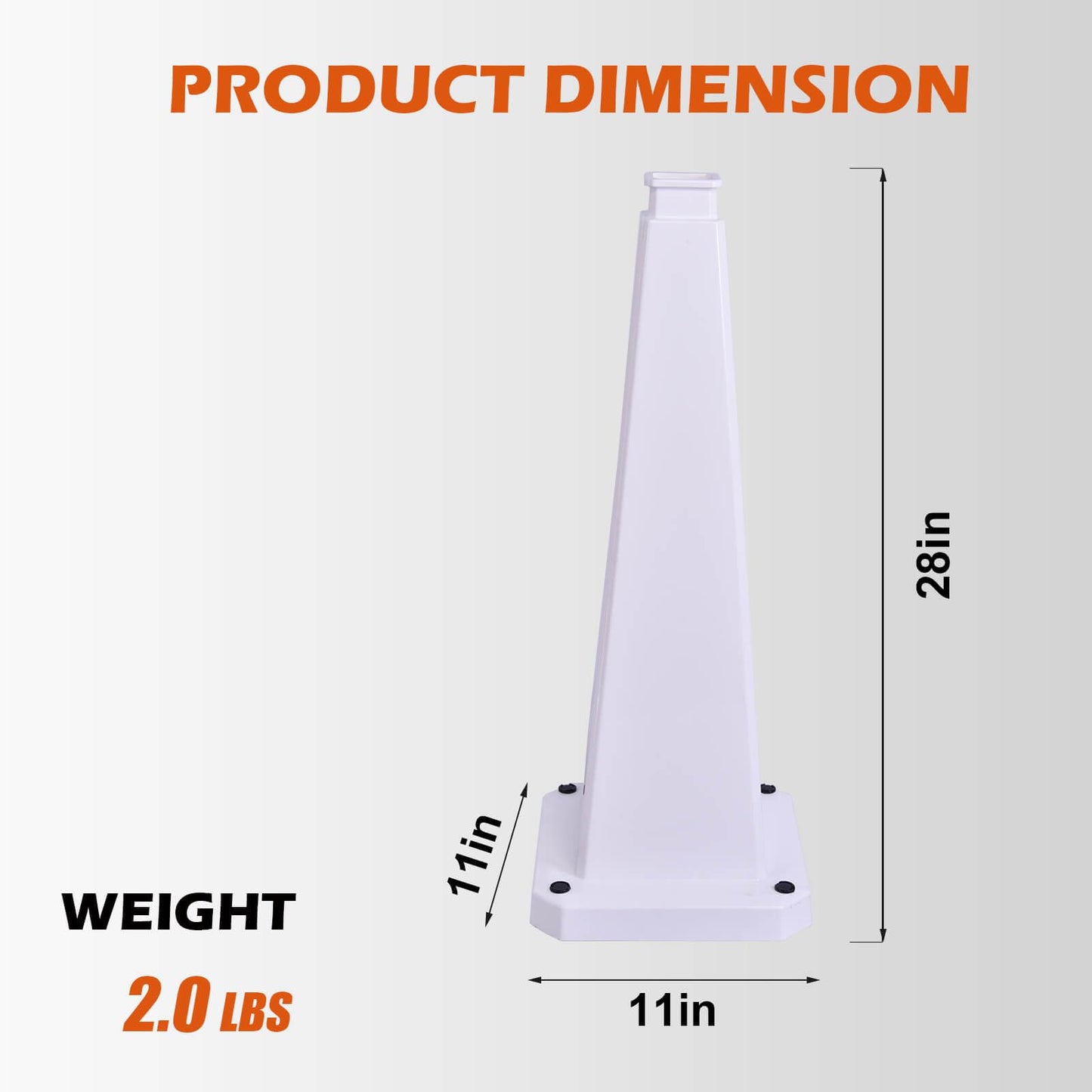 OranclUS 6 Pack 28 Inch Solid White Traffic Cone, High Visibility Durable PVC Safety Cone, Stackable Heavy Duty Traffic Control Cones (6, Solid White, 28inch Blank)