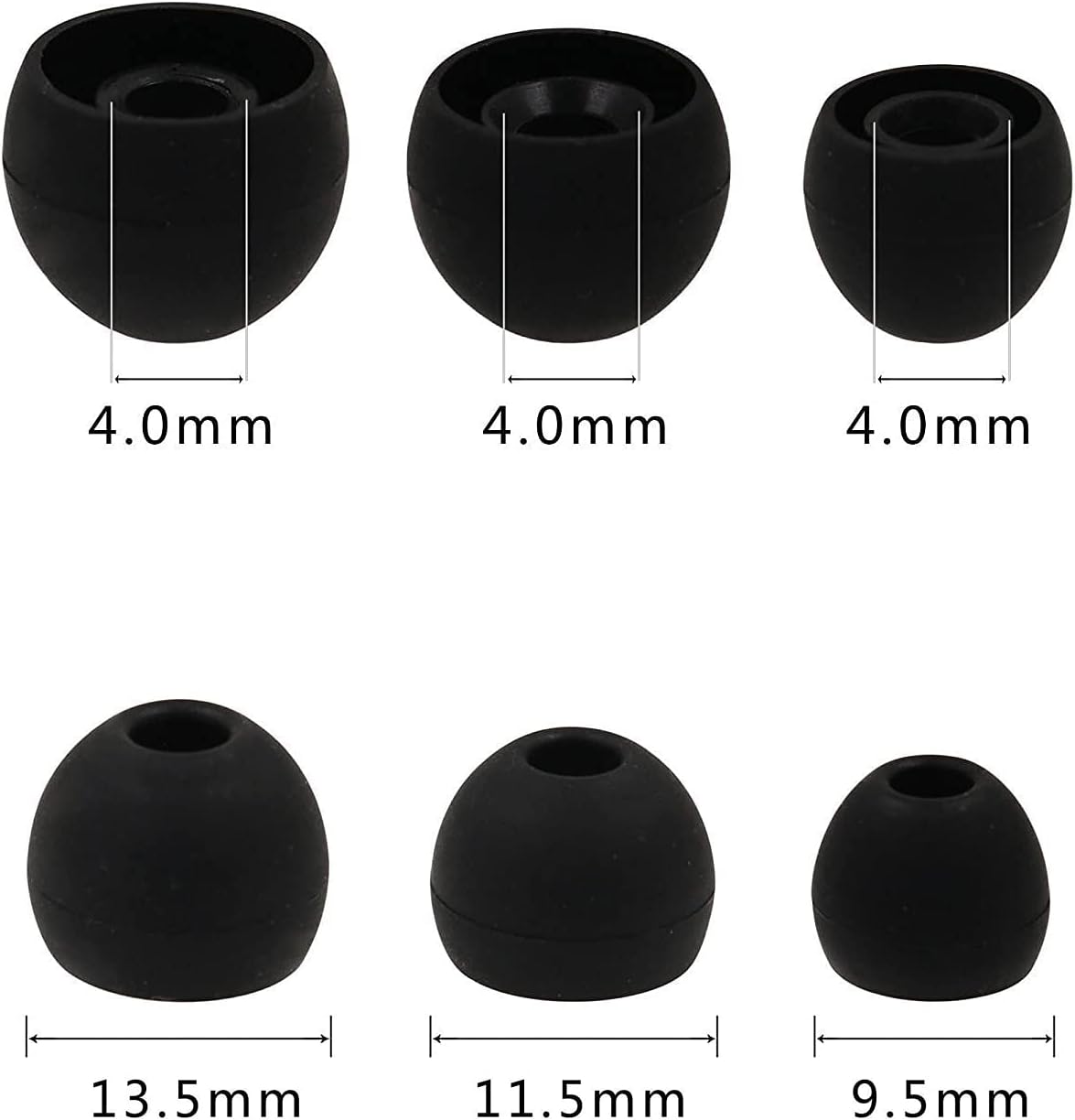 ALXCD 12 3.8mm 3.8mm -4.8mm) 12 Eartips for in-Ear Headphones, S/M/L Sizes Pairs Soft Silicone Earbuds Tips Eartips