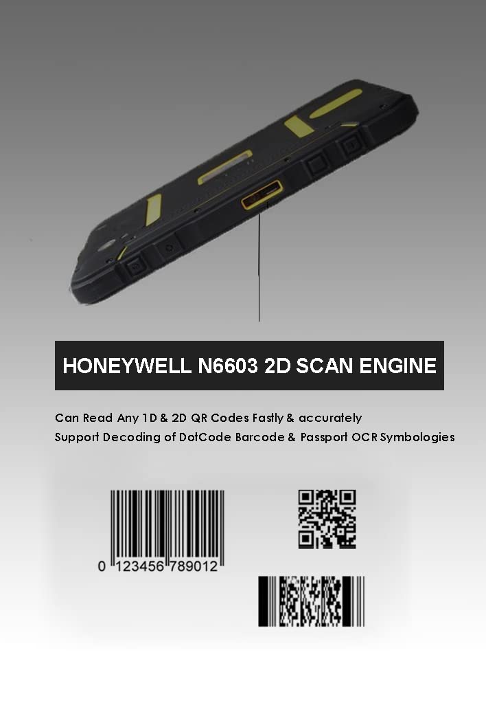 Rugged Industrial Tablet PC Android Barcode Scanner | with Honeywell 2D Bar Scan Engine | 7200mAH Battery | WiFi & 4G LTE, Thin & Light Weight, for Warehouse & Logistics