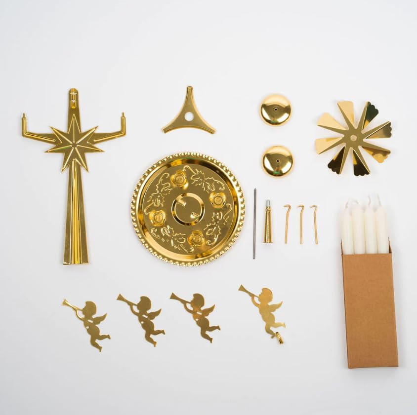 Swedish Angel Chimes | Original Carousel with 4 Candles - Festive Gold Brass Home Decor Since 1948