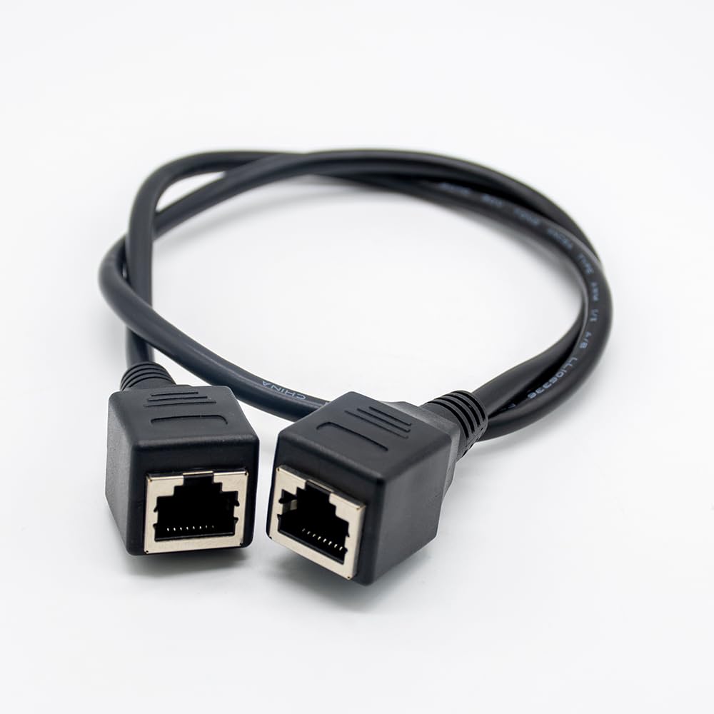 RJ45 60CM Elecbee Ethernet LAN Cable Female to Female Network Extension Cord Double Connector, Compatible