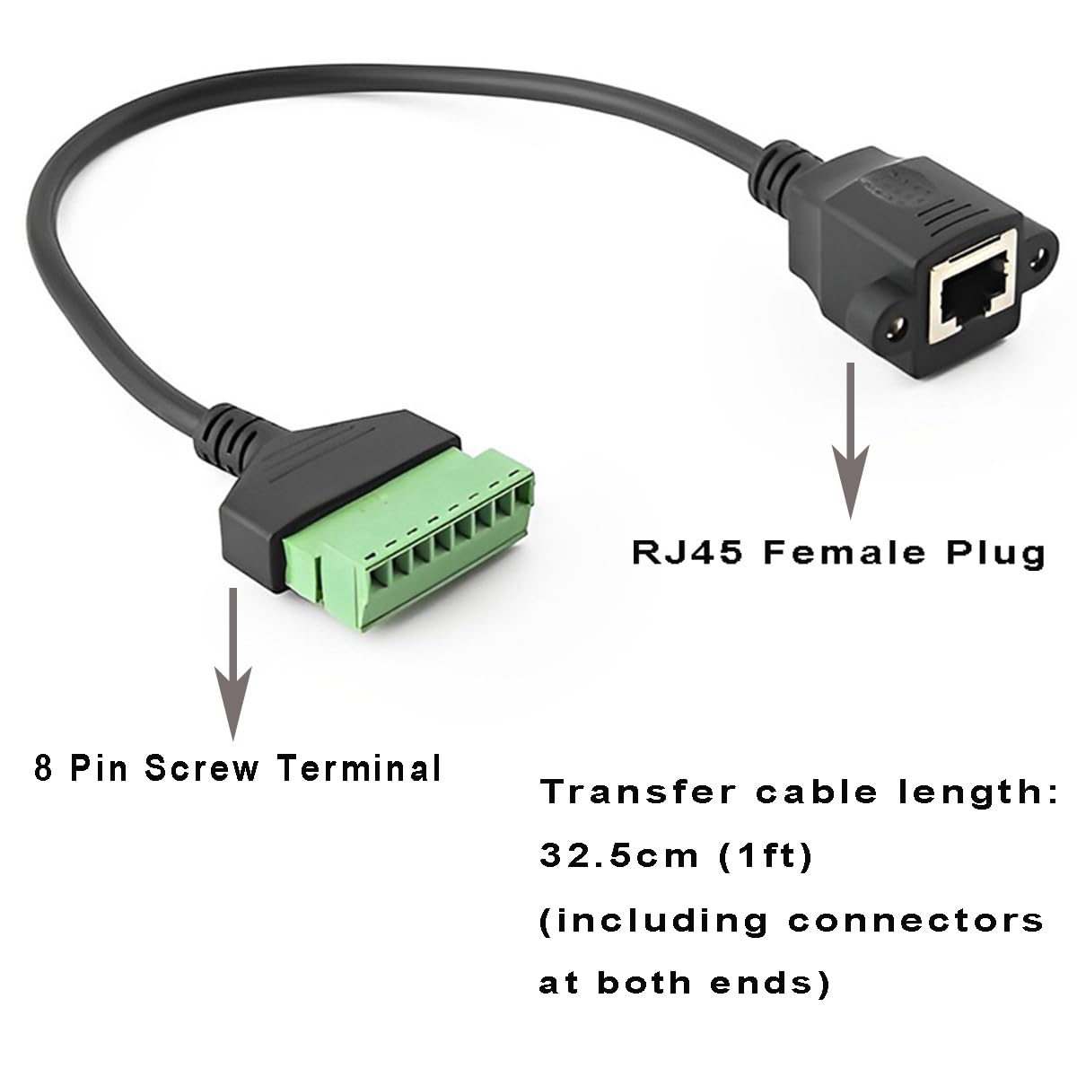Teansic 4PCS 1ft RJ45 8 Connector,RJ45 8P8C Cat6 Cat5 Female Plug to Pin Screw Terminal Screw Terminal for Ethernet