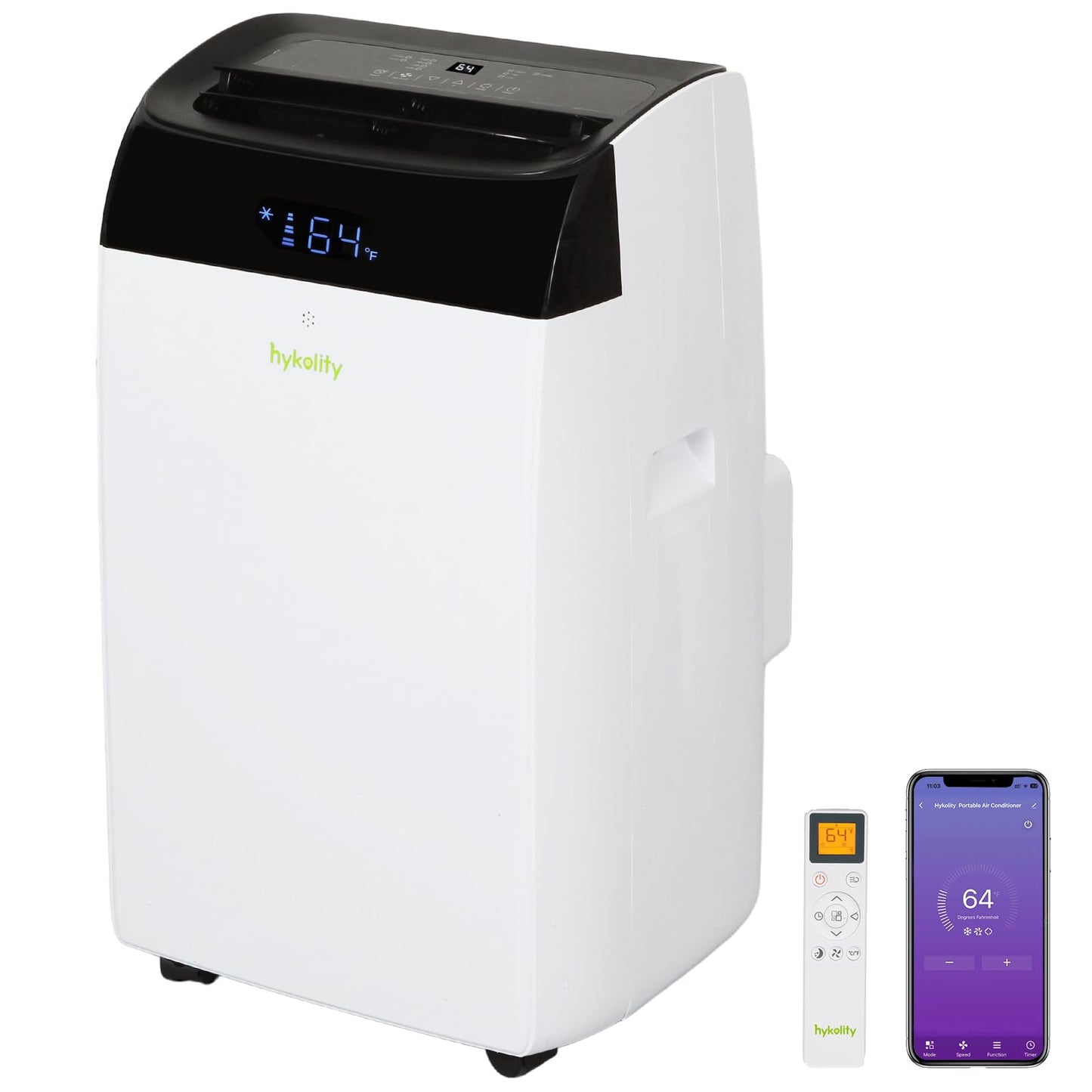 Hykolity WiFi Enabled Portable Air Conditioners 14,000 BTU, Cools Rooms Up To 700 Sq.Ft, 42dB Dual Motor 5 in 1 Quiet Smart AC Unit with Cool, Fan, Dehumidifier, 24H Timer & Sleep Mode