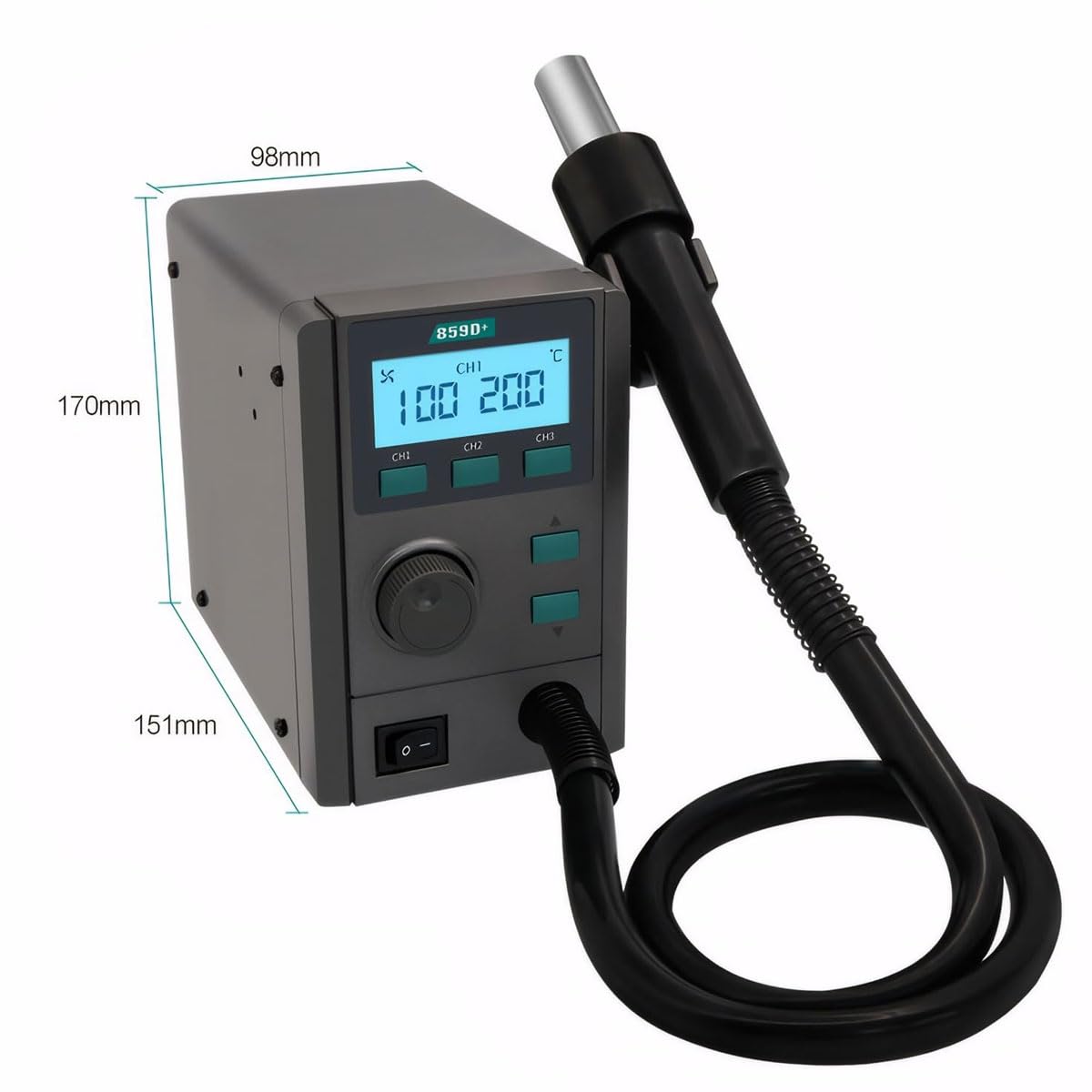 Original QUICK 859D+ Vortex whirlls wind Hot air desoldering station,580W Max 40L Air,3 channel,Precise constant temperature, SMD motherboard rework soldering station;professional QUICK heat gun