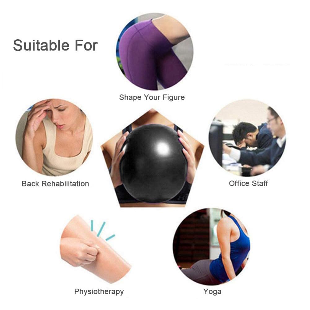 Alsurea 2 Pack Exercise Balls, 8-9 Inch Mini Pilates Yoga Balls, Anti-Burst Small Fitness Balls for Pilates, Yoga, Core Training and Physical Therapy, Improves Balance (Black)
