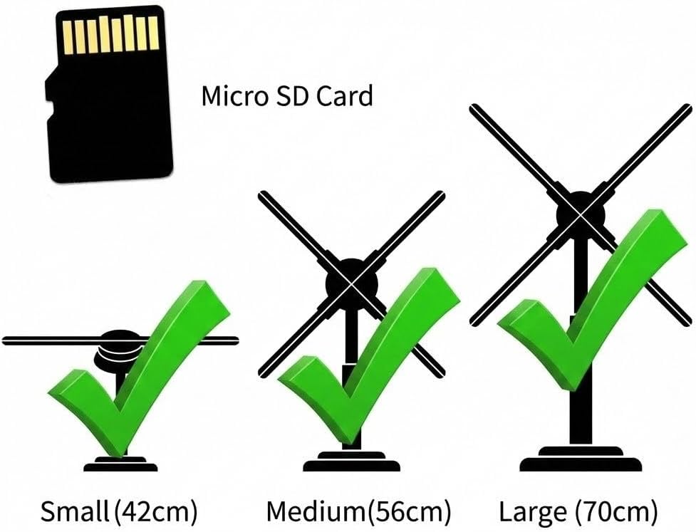 Rycixon 8GB 3D 1500+ 3D 10 Micro SD Card for Hologram Fan Projector, Universal Replacement TF Memory Kit with USB