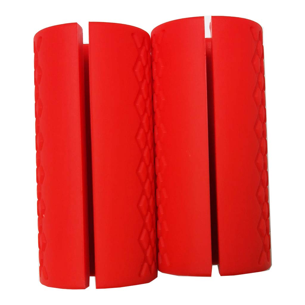 yuhqc Weight Bar Grips Fit Standard Barbell, Dumbell Handles, Thick Bar Training Adapter for Weightlifting & Cable Attachments Fitness Training Rope Grips for Body Arm Forearm Builder Strength (Red)