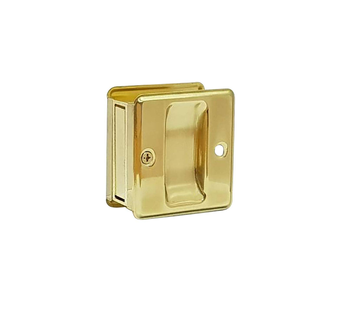 QCAA Solid Brass Sliding Door Pull Passage Door Pocket, Polished Brass, Made in Taiwan, 1 Pack