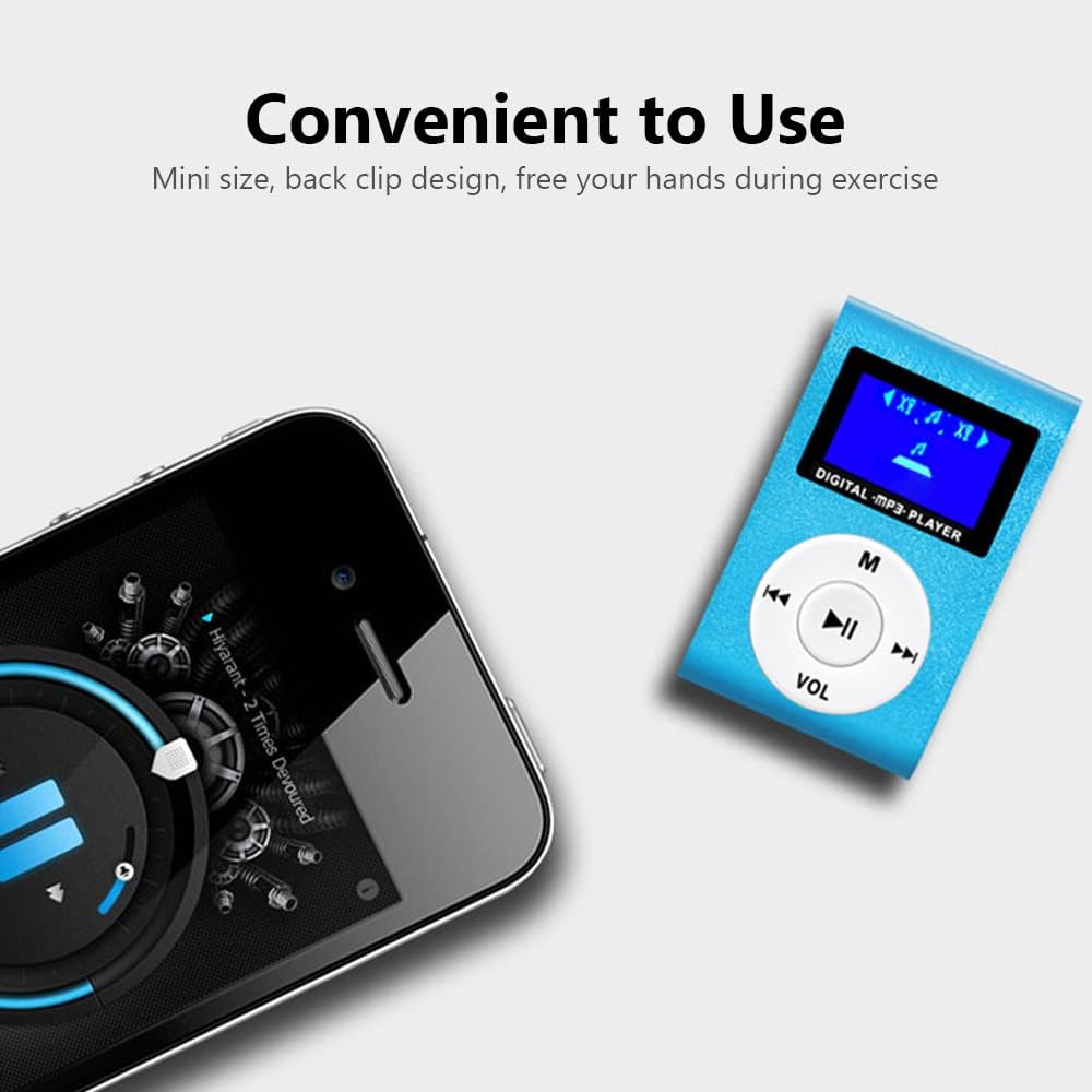 Karlak MP3 MP3 Mini Portable Mc Player Metal Clip-on Player with LCD Screen Port TF Card Wide Application Gold