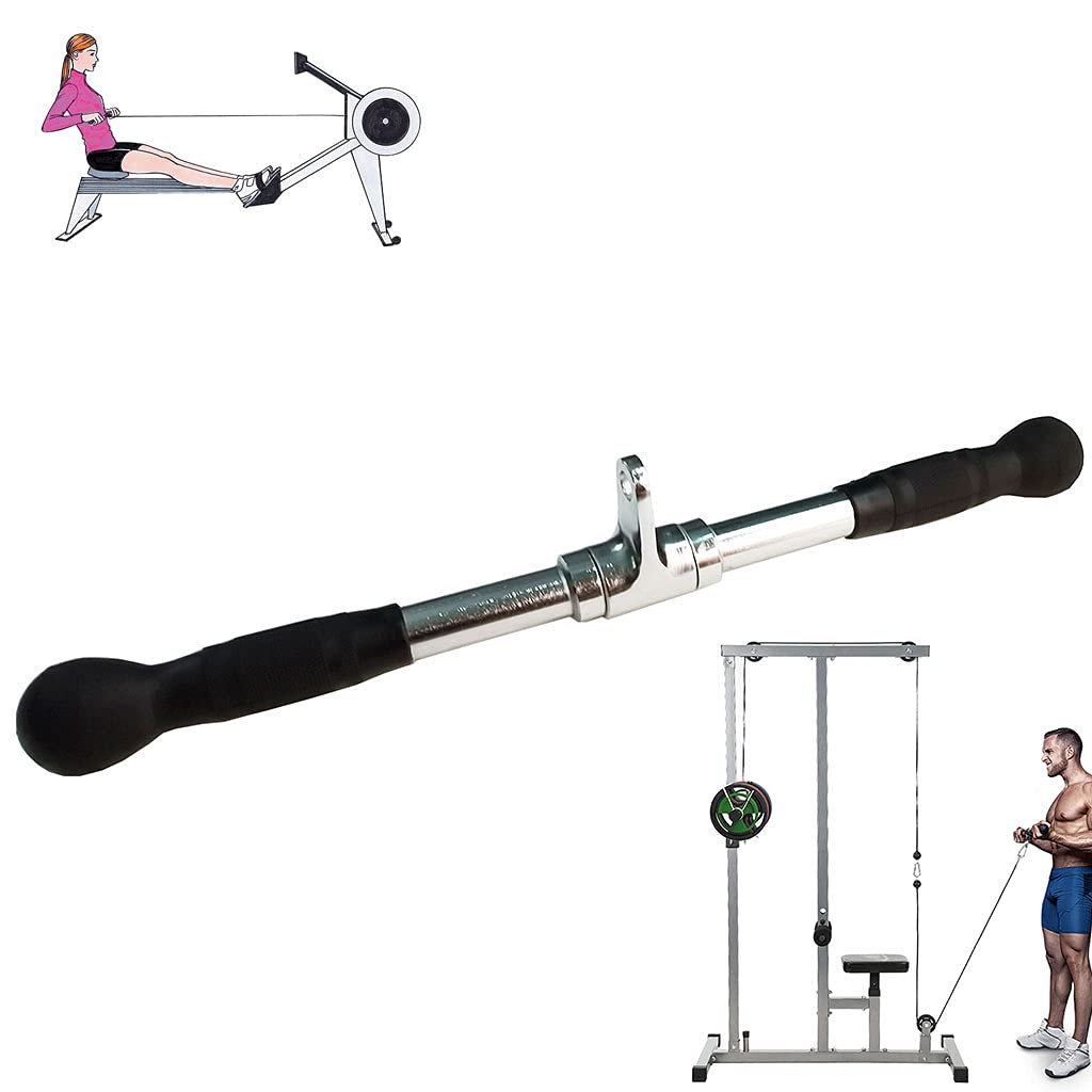 Rivotrance Strength-Enhancing Wide Grip LAT Pull Down Bar, Curl Pulldown Attachment - Gym Equipment with Rubber Handles for Comfortable Strength Workouts, Ideal Lat Bar Cable Machine Attachment (51 CM)
