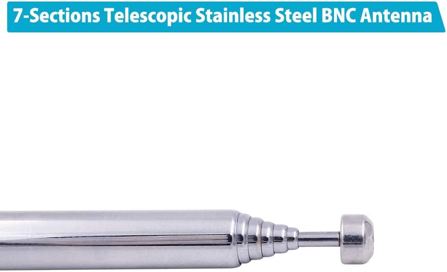 Fancasee 2-Pack BNC Radio Antenna with BNC Male Plug Jack Connector Adapter Telescopic Stainless Steel HF VHF UHF BNC