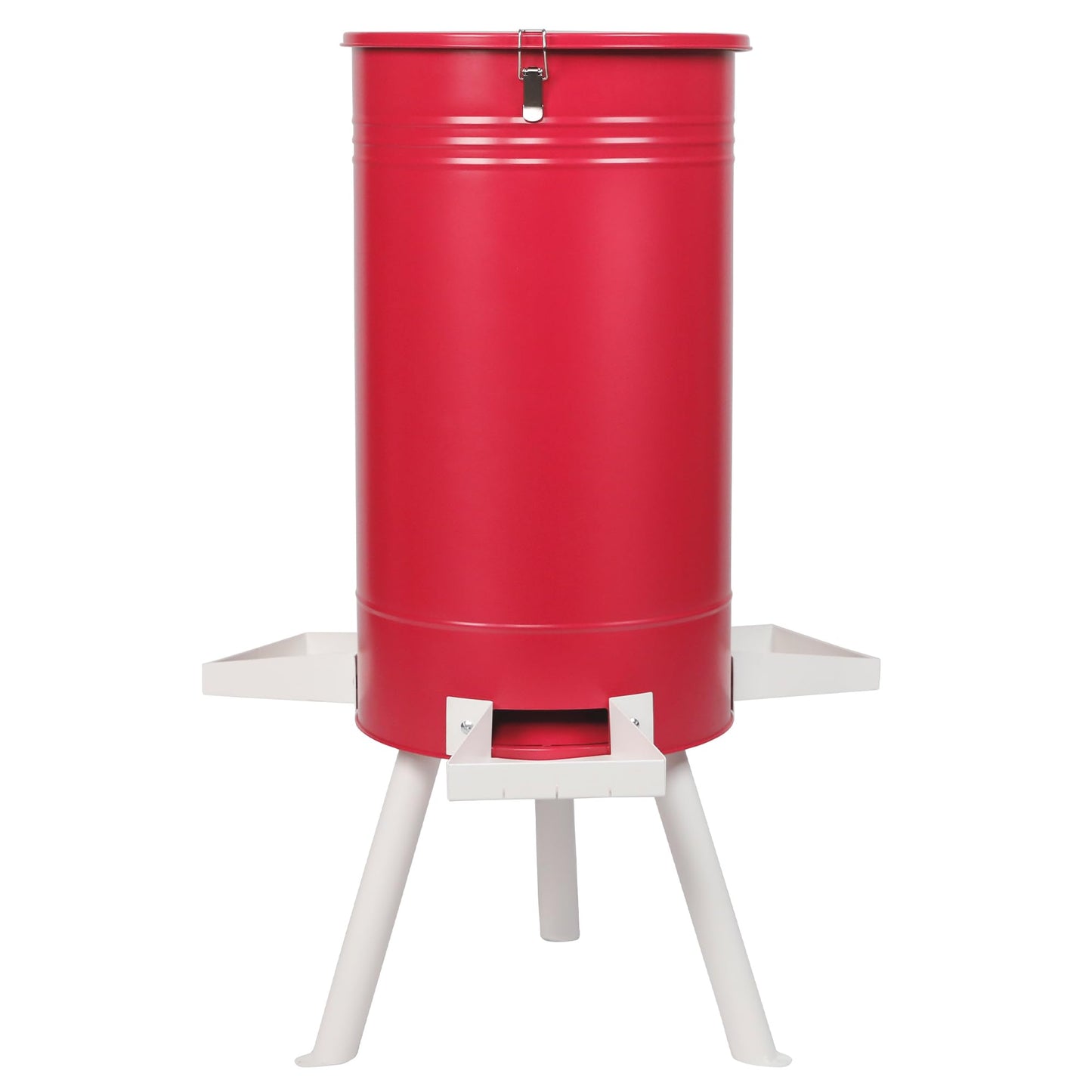 Solution4Patio 50-75 LB Large Metal Hunting Game Feeder, Heavy Duty Free Standing Deer Feeder, Portable Gravity Deer Feeder Automatic Dispenser, Weather-Proof (Red)
