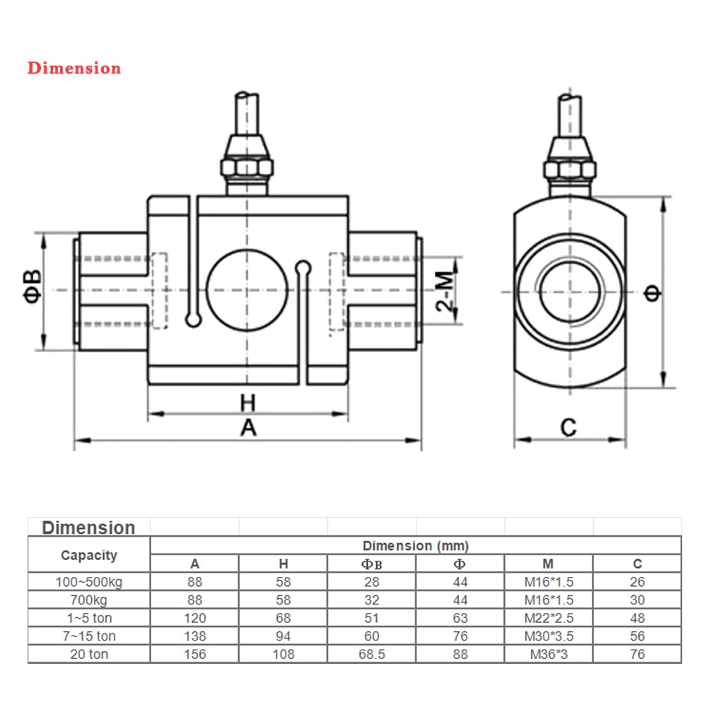 ATO 700kg Load Cell, Tension and Compression Load Cell,Universal Strain Gauge Sensor, High Accuracy Alloy Steel Weighing Sensor for Crane Scales, Batching, Industrial Applications