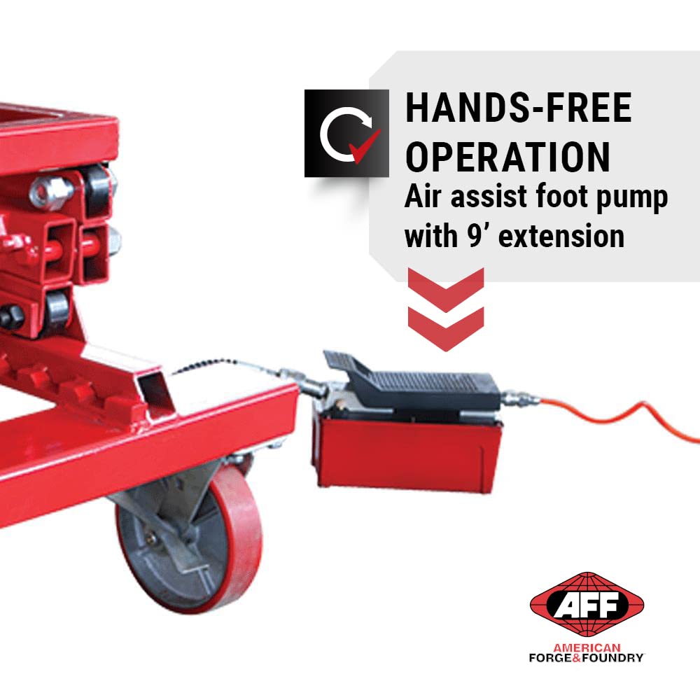 AFF Powertrain Lift Table - Air Assist Work Table with Scissor Lift Design - for Transmissions, Fuel Tanks, Engines, Transaxles, Large Electric Vehicle Batteries - 2,500 lbs Capacity