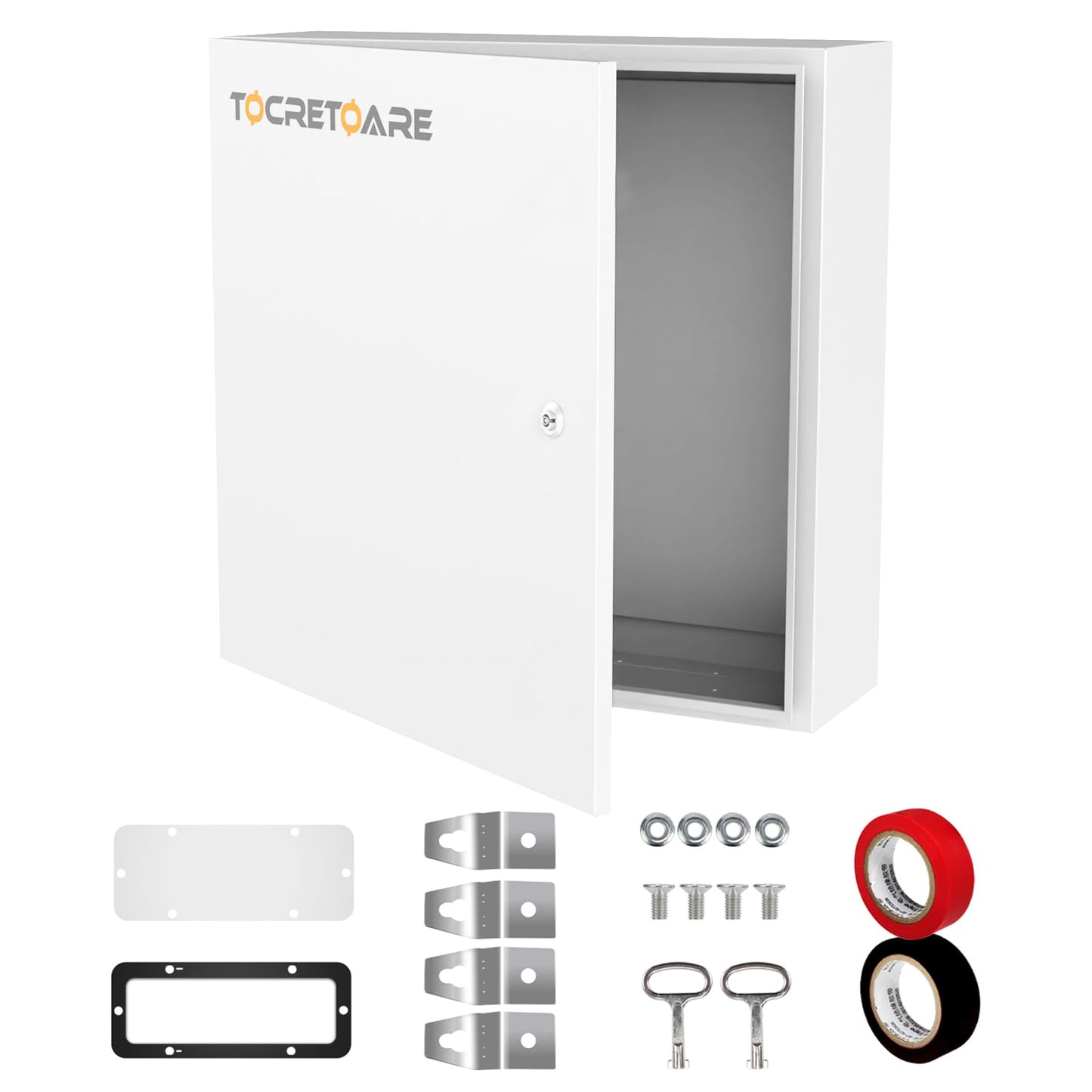 TOCRETOARE Outdoor Electrical Junction Box, 24x 24 x 8' ' NEMA 4X Enclosure Box, Wall Mounted IP66 Waterproof & Dustproof Lockable Metal Junction Box