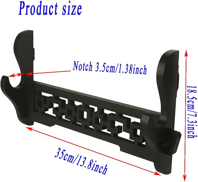 Katana Wall Mount Samurai Sword Display Hanger Lightsaber Holder, Wood Flute Stand Martial Arts Weapon Stand Cosplay Rack Wall Mount (Black, 1-Tier)