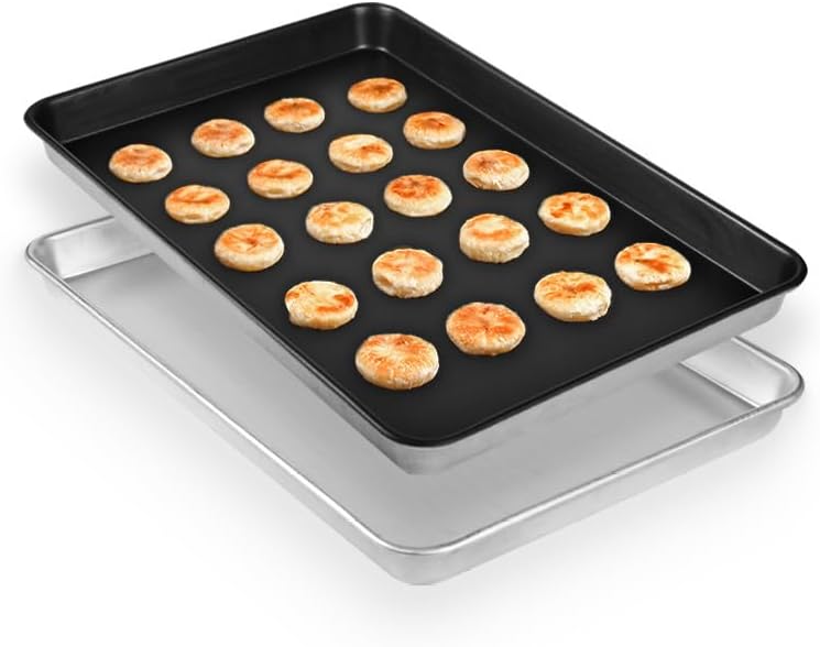 Skiennix Aluminum Alloy Baking Sheet Pan Set - 18" x 13" | Durable Cookie & Roasting Pans (2-Pack)