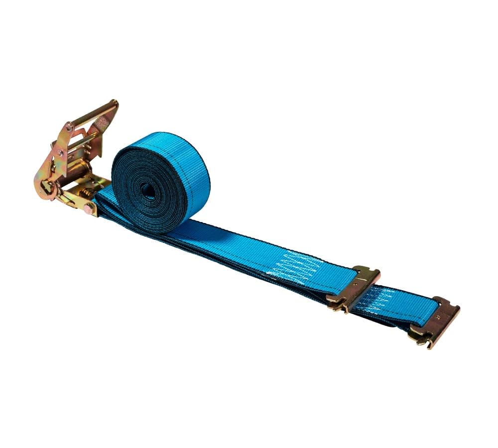 Mytee Products (20 Pack) 2'' x 20' E Track Straps w/Spring E-Fittings - Blue Ratchet Etrack Straps w/Heavy Duty 4000 lbs Breaking Strength for Enclosed Trailers, Trucks & Vans