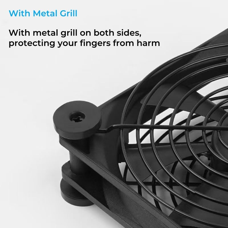 120mm 3-Degree Quiet Dual USB Fan Dual-Ball Bearings, with L/M/H Speed Controller High Airflow Cooling Fan for Receiver