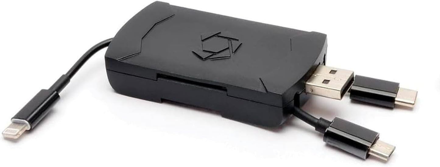 Stealth Cam 4-in-1 2.0/Lightning, Card Reader for iOS & Android Phone Tablet PC USB-C/MicroUSB/USB Hunting Scouting