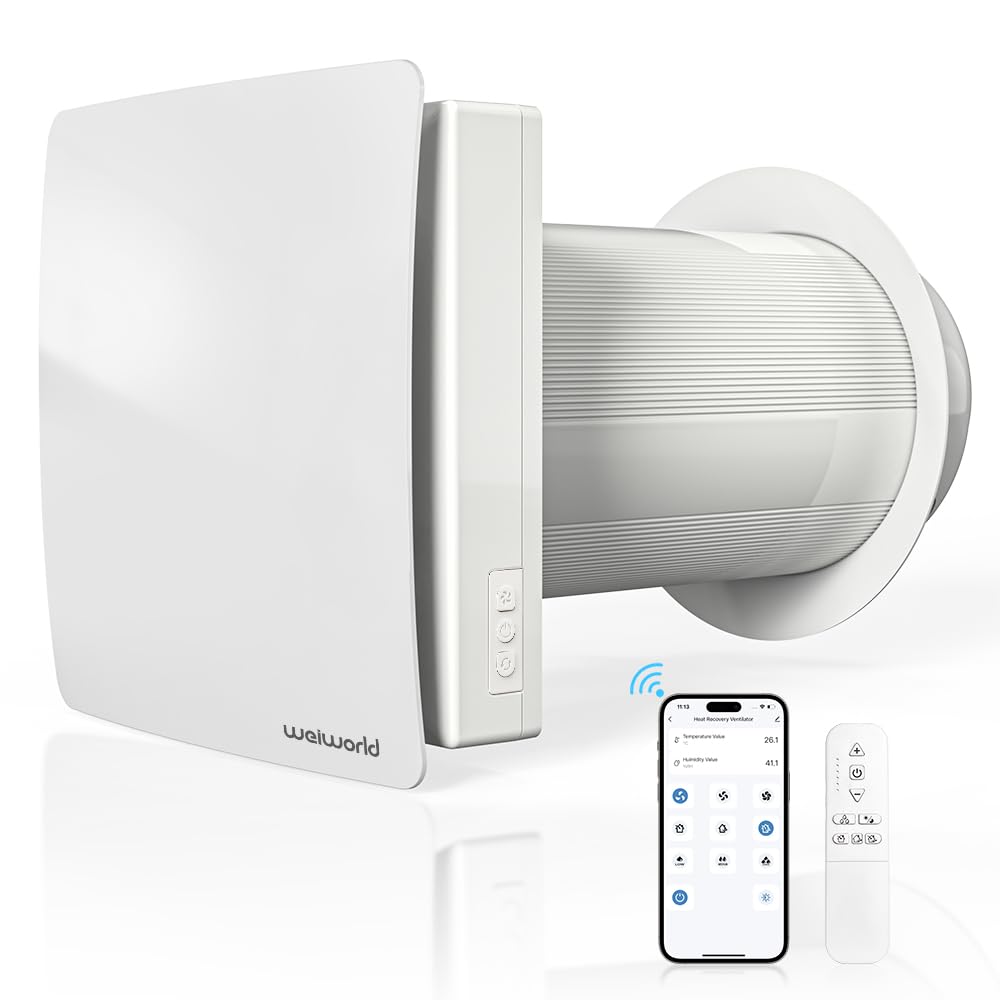 Weiworld Through Wall HEPA Ventilation Fan with WiFi & Remote Control, Ultra Quiet EC Motor Wall Vent, Fresh Air Intake & Air Exchange System for Bedroom, Home Office, Attic