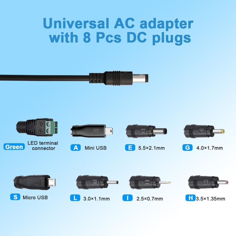 ENGFYADSY 6V 1A 100-240V 6 1Amp 6V 8 DC Power Supply Adapter AC to DC Volt Charger for Monitor Trash Can Doorbell Alarm