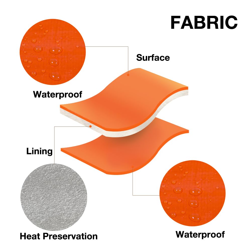 Turtle Life Concrete Curing Blanket 12x24 Feet, Multipurpose Waterproof Construction Insulate Heavy Duty Tarps with Ball Bungee Cords, 3.6mm/0.15inch Thickness, Orange, 1-Package