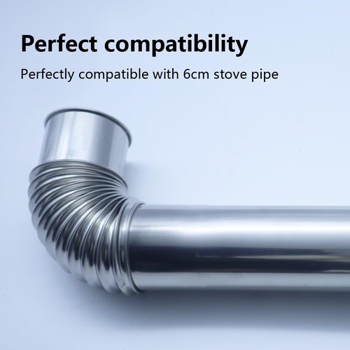 ILLITAN Stove Pipe Elbow,90 + 90 Degree, 2.36 inch Diameter, for Wood Stove Chimney Vent Pipe, Durable & Rust-Resistant