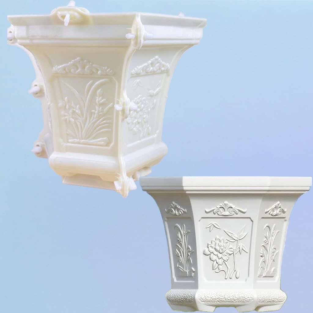 DIYUNIMOULD Hexagonal Cement Flower Pot Molds, Reusable Concrete Planter Molds for Large Planters, Garden Outdoor Decor (31 CM)