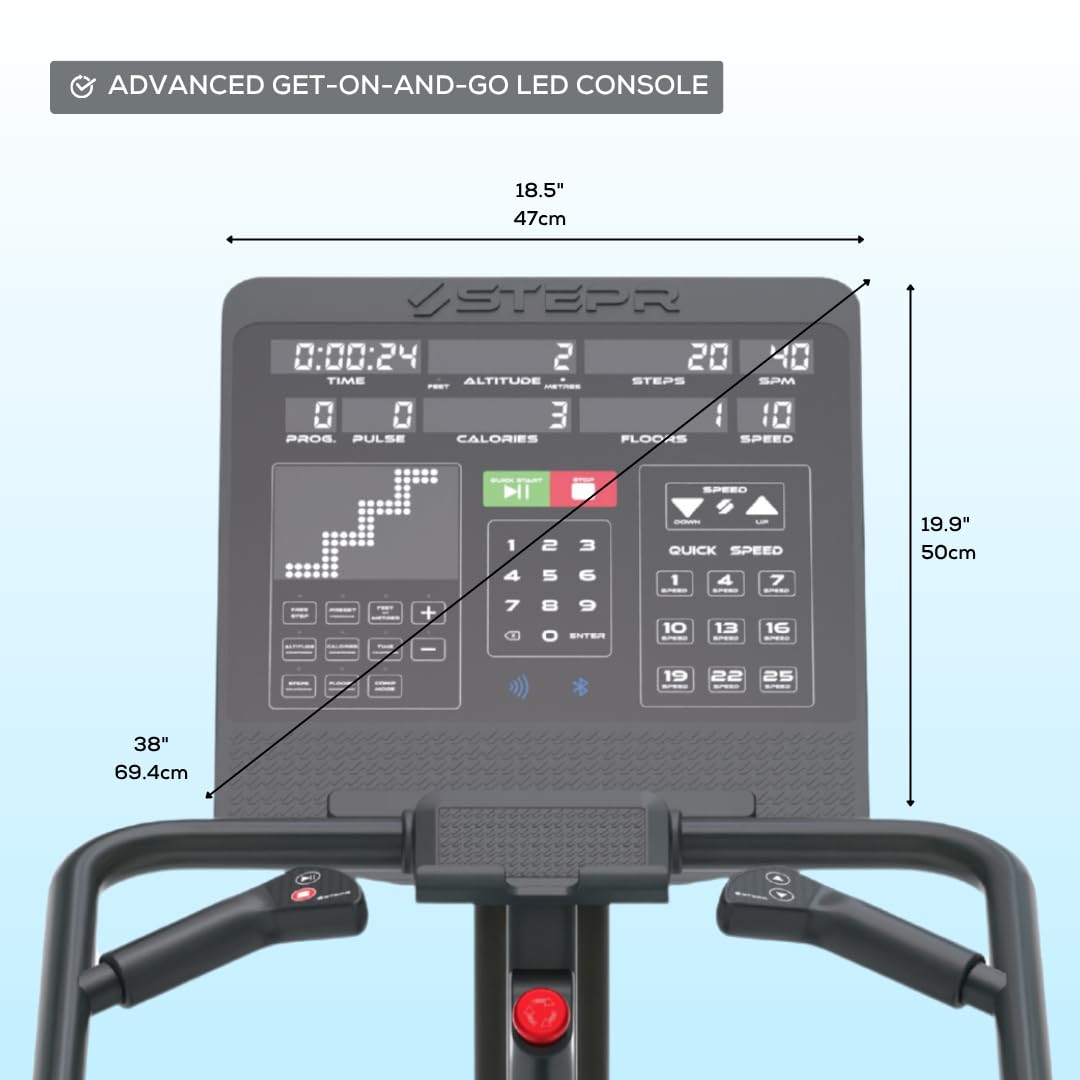 STEPR Classic Commercial Stair Climber Machine – Space-Saving Stairmaster for Home Gym, 8ft Ceiling Friendly, 140 SPM, LED Console & Strength Training Anchor Points