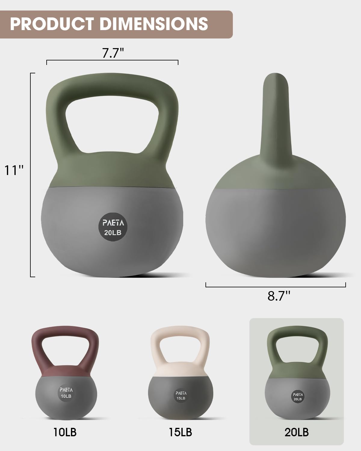 PAETA Soft Kettlebell for Home Gym – Anti-Slip Grip & Wide Handle Design, Soft-Sided Cushioned Base Kettlebell, Soft Kettlebell set for Strength Training - Ideal for Men, Women, 45lbs