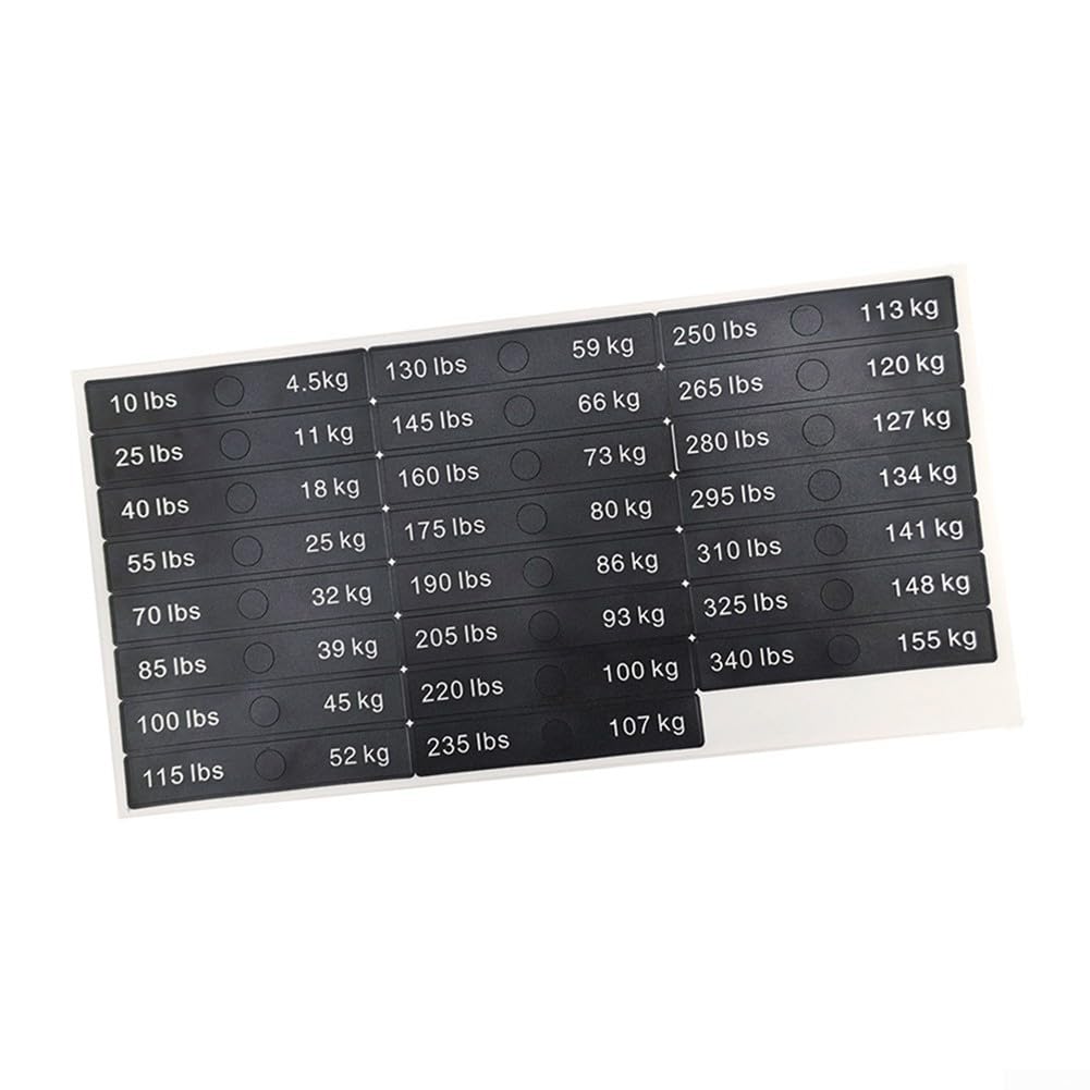 Fitness Equipment Weight Stickers Gym Weight Stack Label PP Weight Stickers(10LB-340LB)